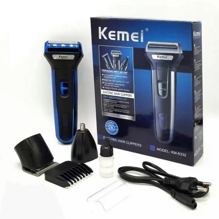 Kemei 3 In 1 Professional Hair Trimmer Safe Face Care Hair Cutting Machine Rechargable Hair Clipper