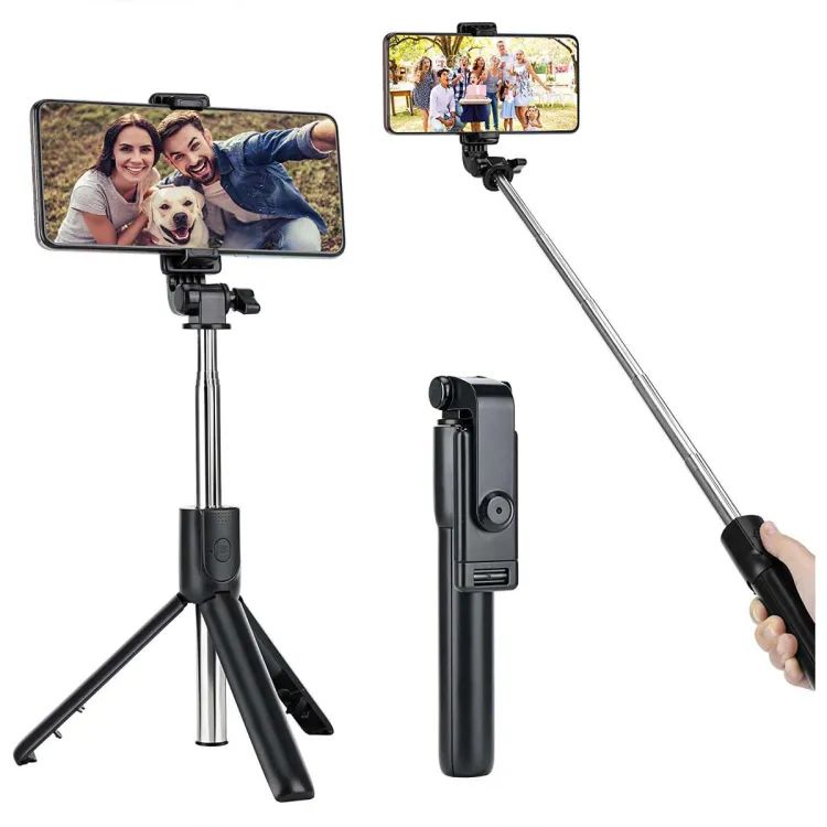 Best 3IN1 Wireless Selfie Stick R1 WITHOUT LIGHT R1S WITH LIGHT Tripod Stand and Bluetooth Shutter for Tiktok youtube Vlogging Photography Traveling