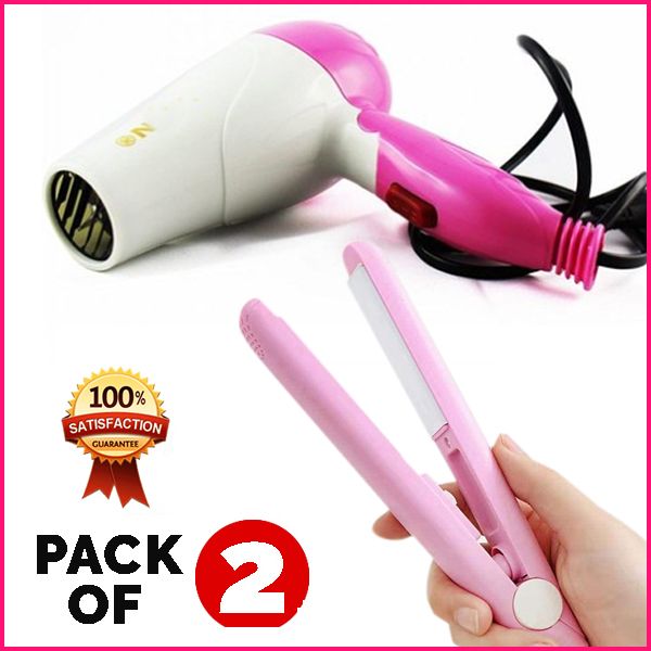 Pack of 2 Combo Mini Hair Straightener And Hair Dryer